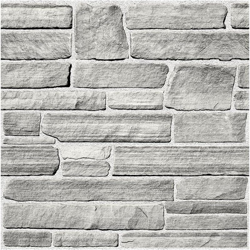 COMSTICKC 3D Faux Stone Wall Panel Peel and Stick Wall Tiles, 10 Pcs of 12"X12", Ultra-Light Thin PVC Rock Adhesive Fake Stone Wallpaper Paneling Backsplash Interior Decor, Gray - Image 1